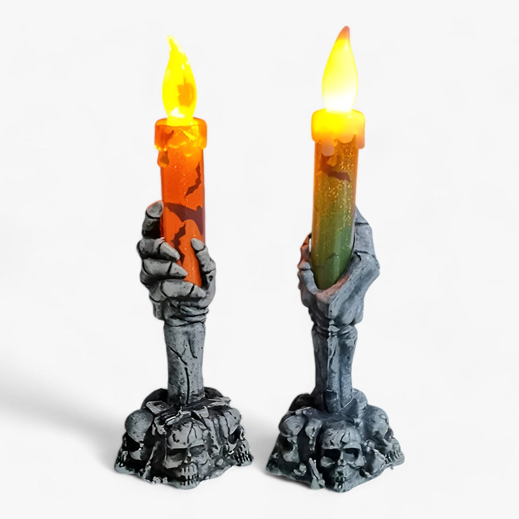 Skelethånd LED-Lys | Flakkende Flammeeffekt & Batteridrevet Design | Halloween Borddekoration Til Hjemmet & Temafester | Vanero