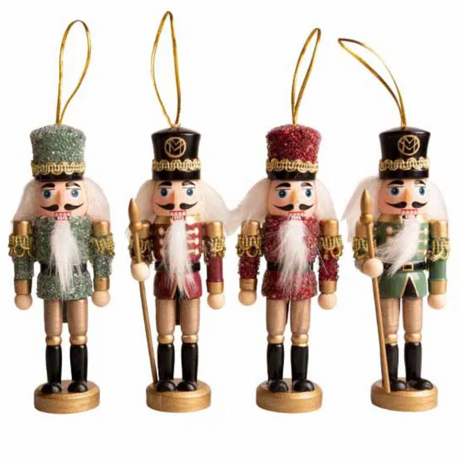 Nøddeknækker Sæt | 4 Dekorative Julefigurer Ophæng & Juleudsmykning | Vanero