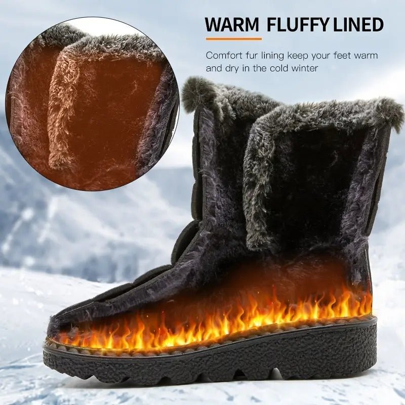 Dame Pelsforede Sneboots | Slip-On Design & Varm Foring | Vinterstøvler Til Hverdagsbrug Udendørs i Koldt Vejr | Vanero
