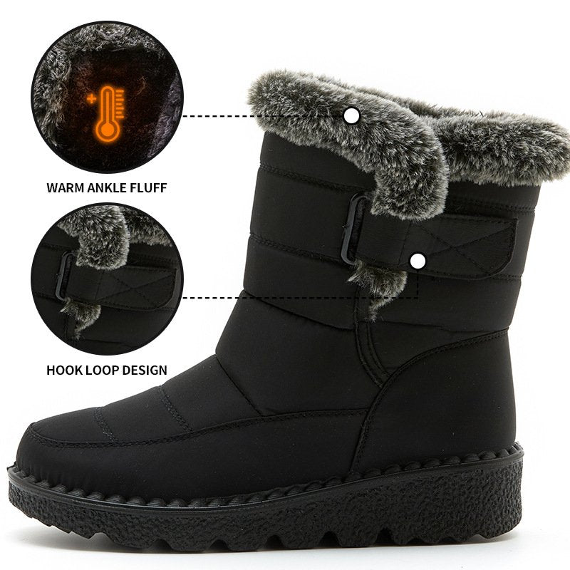 Dame Pelsforede Sneboots | Slip-On Design & Varm Foring | Vinterstøvler Til Hverdagsbrug Udendørs i Koldt Vejr | Vanero