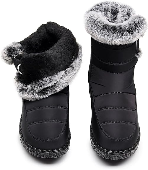 Dame Pelsforede Sneboots | Slip-On Design & Varm Foring | Vinterstøvler Til Hverdagsbrug Udendørs i Koldt Vejr | Vanero