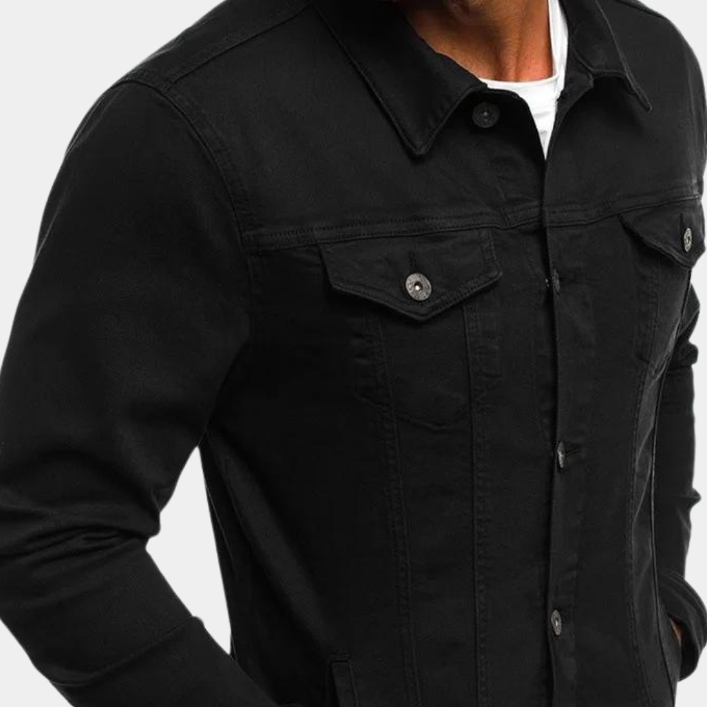 Herre Denim-Style Jakke | Knaplukning & Brystlommer | Langærmet Casual Jakke Til Hverdagsbrug & Lag-På-Lag | Vanero