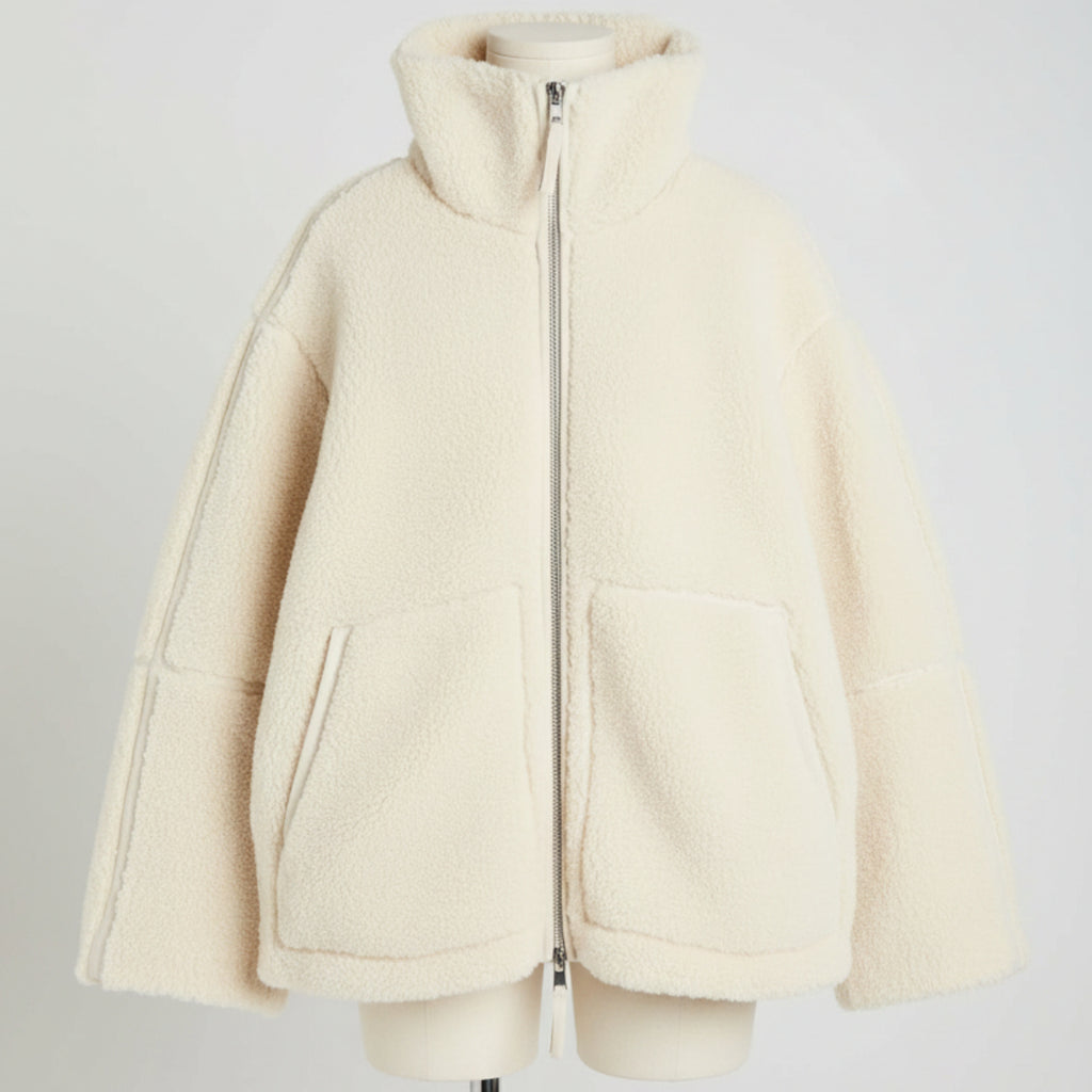 Dame Teddy Fleecejakke | Oversized Pasform Med Lynlåslukning | Langærmet Overtøj Til Efterår & Vinter | Vanero
