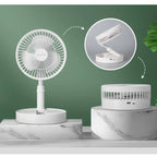 Bærbar Ventilator | USB Genopladelig Foldbar Ventilator Med Justerbar Højde | Støjsvag Personlig Køling | Vanero