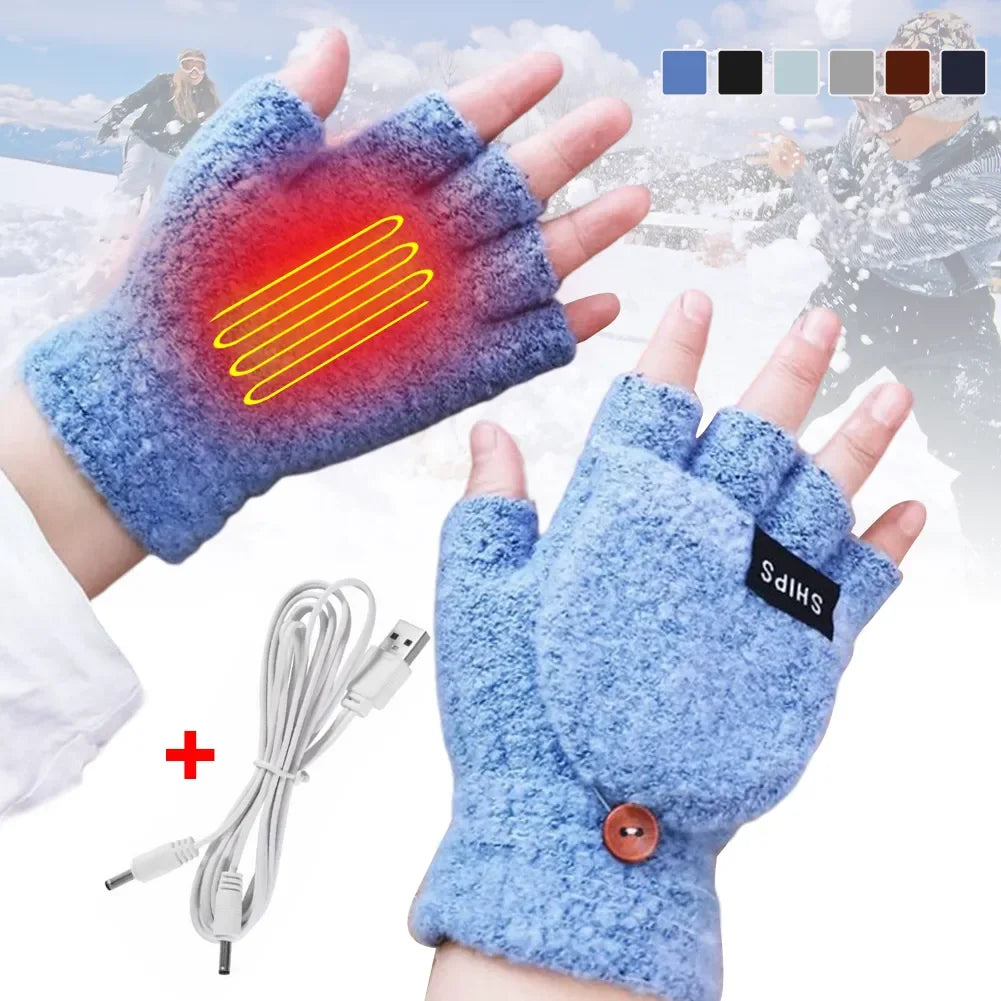 USB-Genopladelige Varmehandsker | Strikket Unisex Design Med 3 Varmeniveauer | Håndvarmere Til Vinterbrug | Vanero