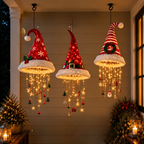 Hængende Julesokkedekoration | Tekstil & Plastik Med Varmt LED-Lys | 60 cm Julepynt Med Stjerneformet Lyskæde | Vanero