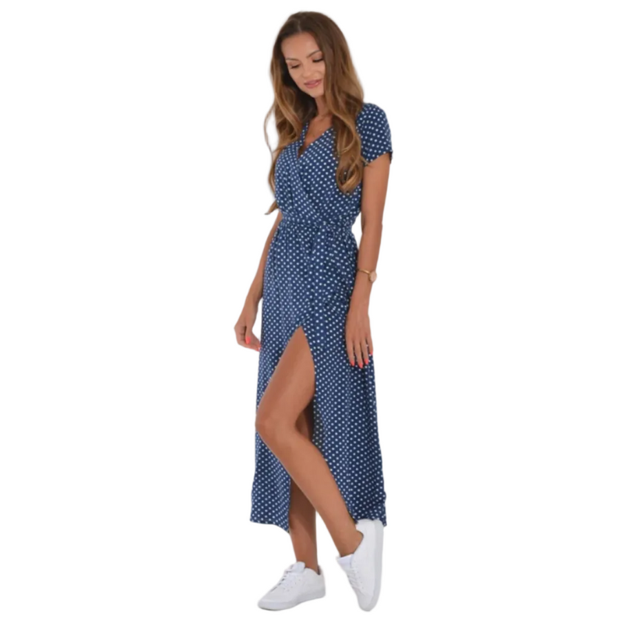 Damekjole Polyester | Afslappet Pasform Kjole | Let Konstruktion til Sommer- og Hverdagsbrug | Vanero