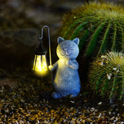 Solcelledrevet Kattefigur Resin Design | Dekorativ LED Lanterne | Terrasse Altan Have & Udendørs Display | Vanero