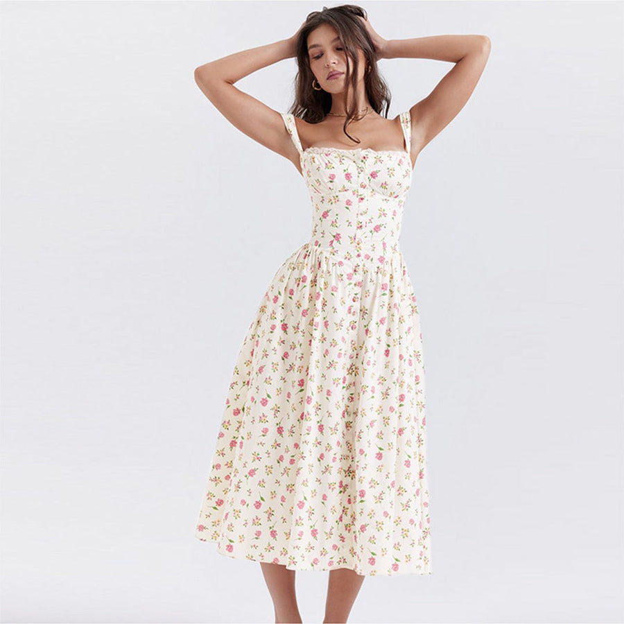Damekjole 100% Bomuld | Relaxed Fit Blomstret Kjole | Let Design til Sommer- & Hverdagsbrug | Vanero
