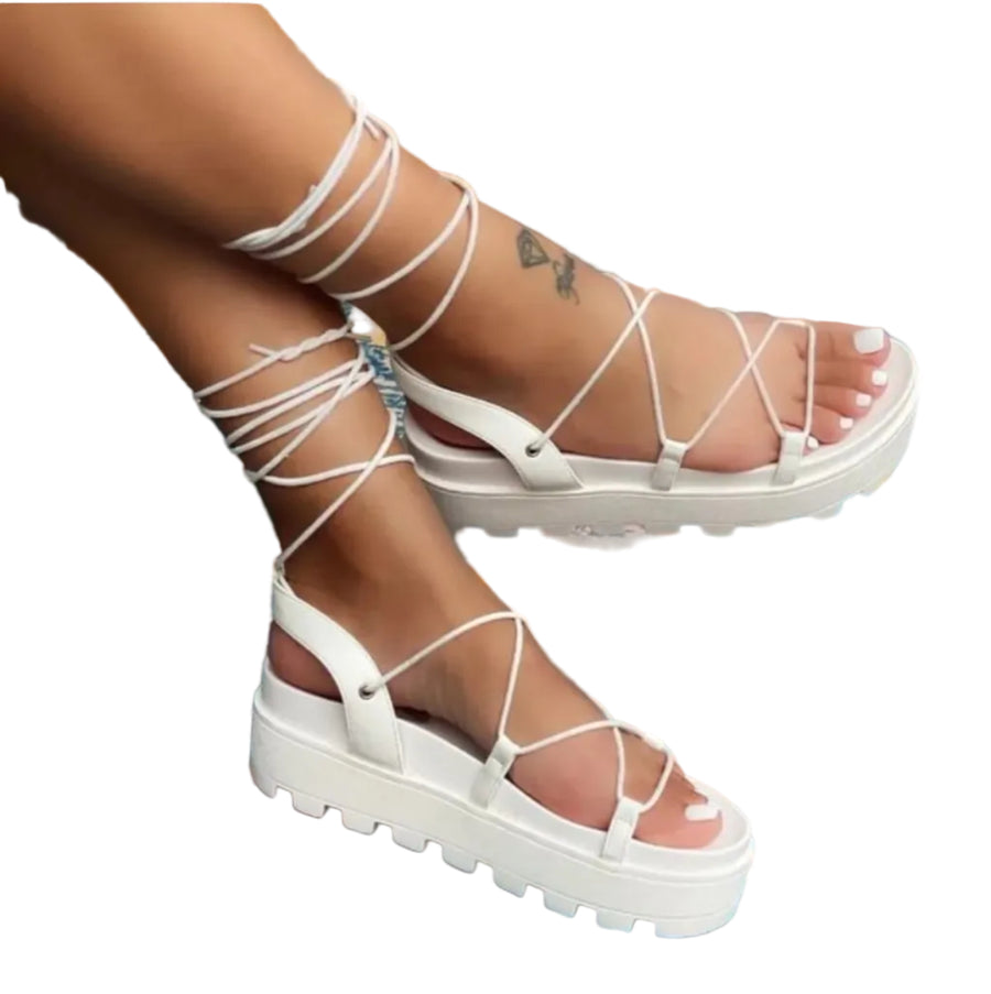 Dame Gladiatorsandaler Syntetisk Materiale | Snøredesign Sandaler | Til Sommer- & Fritidsbrug | Vanero