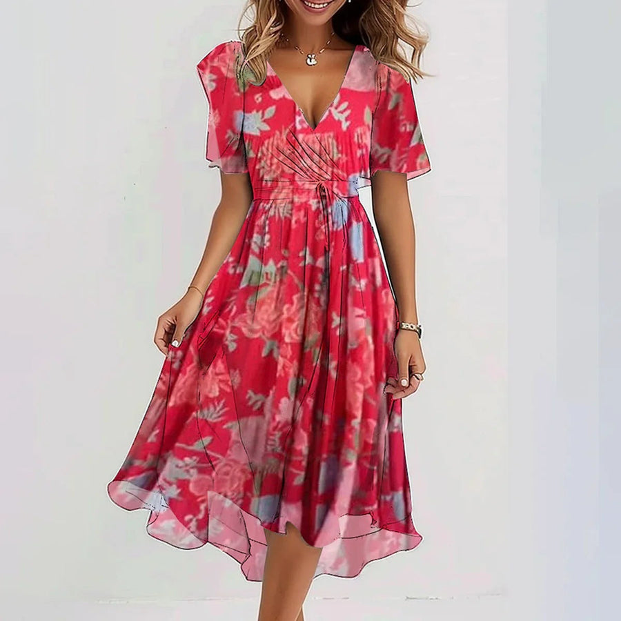 Dame Chiffonkjole 100% Chiffon | Relaxed Fit Ærmeløs Kjole | Blomstermønstret Design til Sommer & Fritidsbrug | Vanero