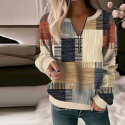 Damesweatshirt | Geometrisk Printdesign  Løs Pasform | Hverdagsbrug & Fritid | Vanero