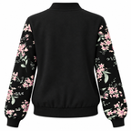 Dame Bomberjakke Med Blomsterærmer | Lynlås & Sidelommer | Langærmet Casual Jakke Til Hverdag, Forår & Efterår | Vanero