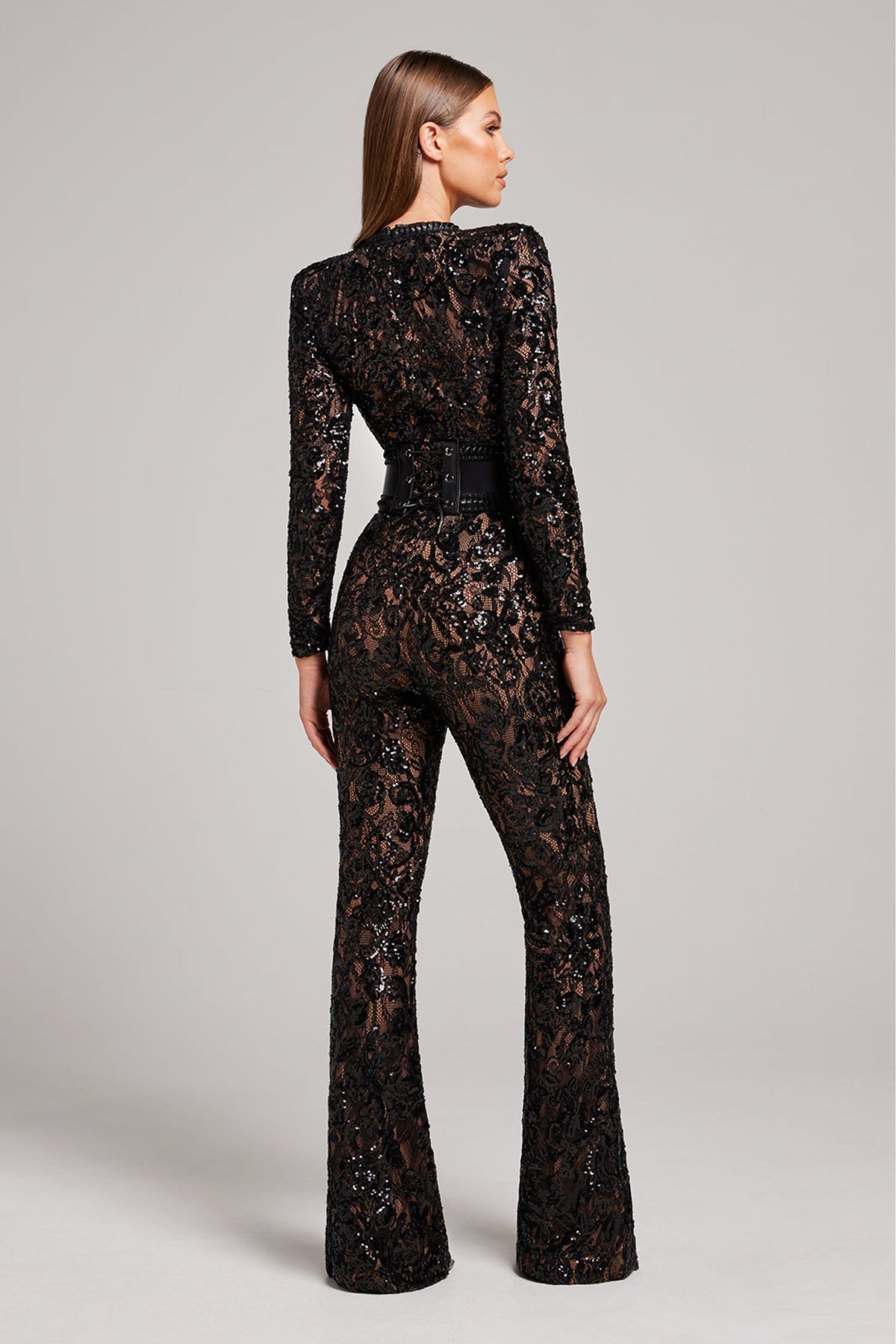 Lucia Polyester & Bomuldsblanding | Figursyet Pasform Jumpsuit | Blondedetaljer til Arrangementer & Aftenbrug | Vanero