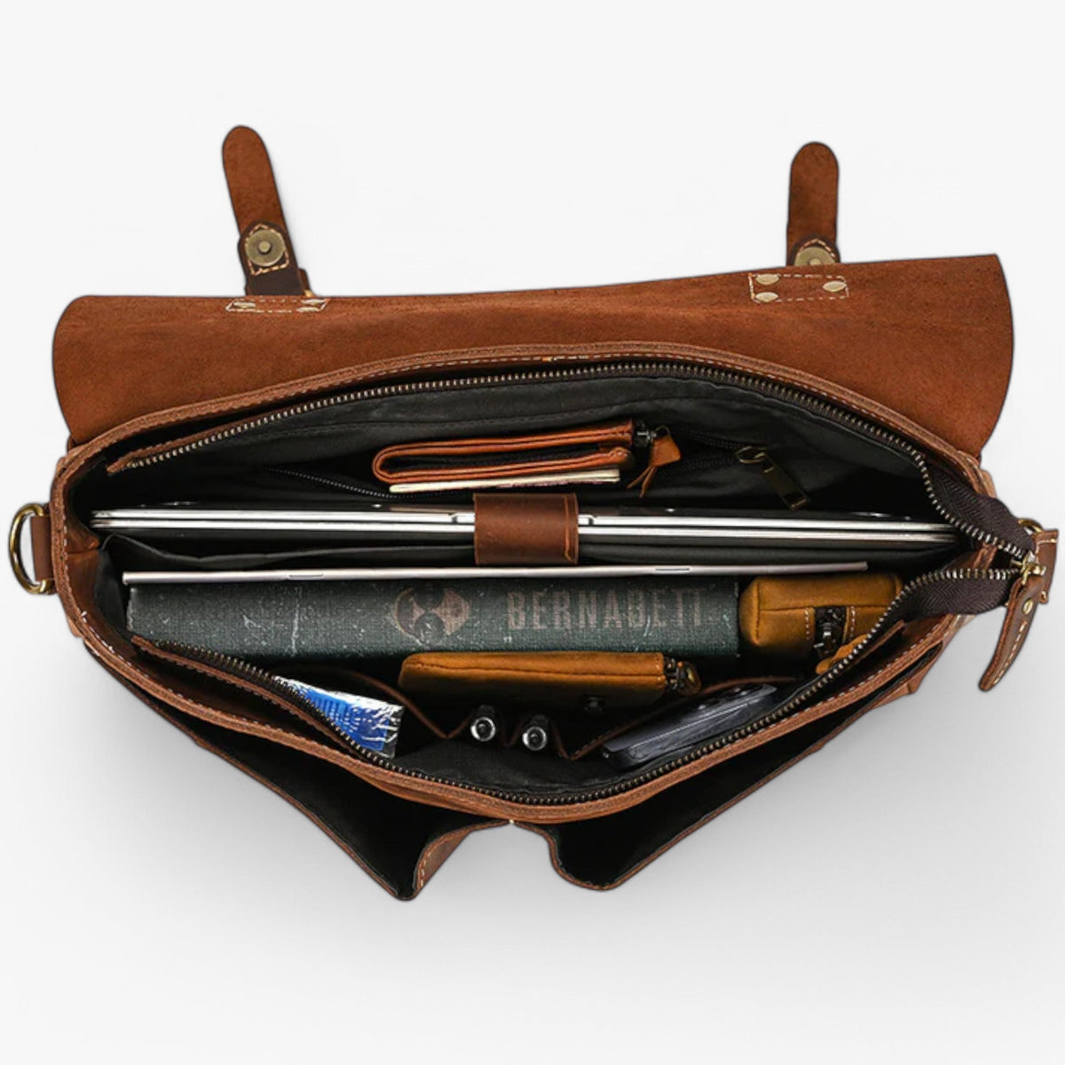 Laptoptaske I Ægte Læder Til Dame | Polstret Laptoprum & Justerbar Skulderrem | Arbejdstaske Til Kontor & Rejser | Vanero