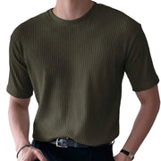 Herre T-Shirt Bomuldsblanding | Ribbet Pasform T-Shirt | Til Hverdags- & Fritidsbrug | Vanero