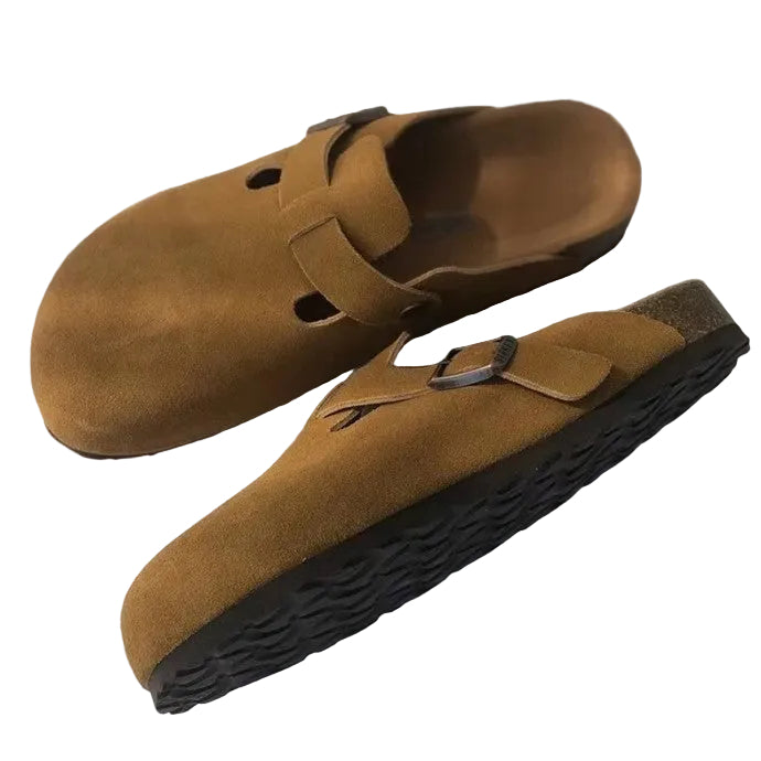Sandaler Læderoverdel | Regular Fit Slip-On Sandaler | Lukket Tå Design Til Indendørs & Udendørs Brug | Vanero