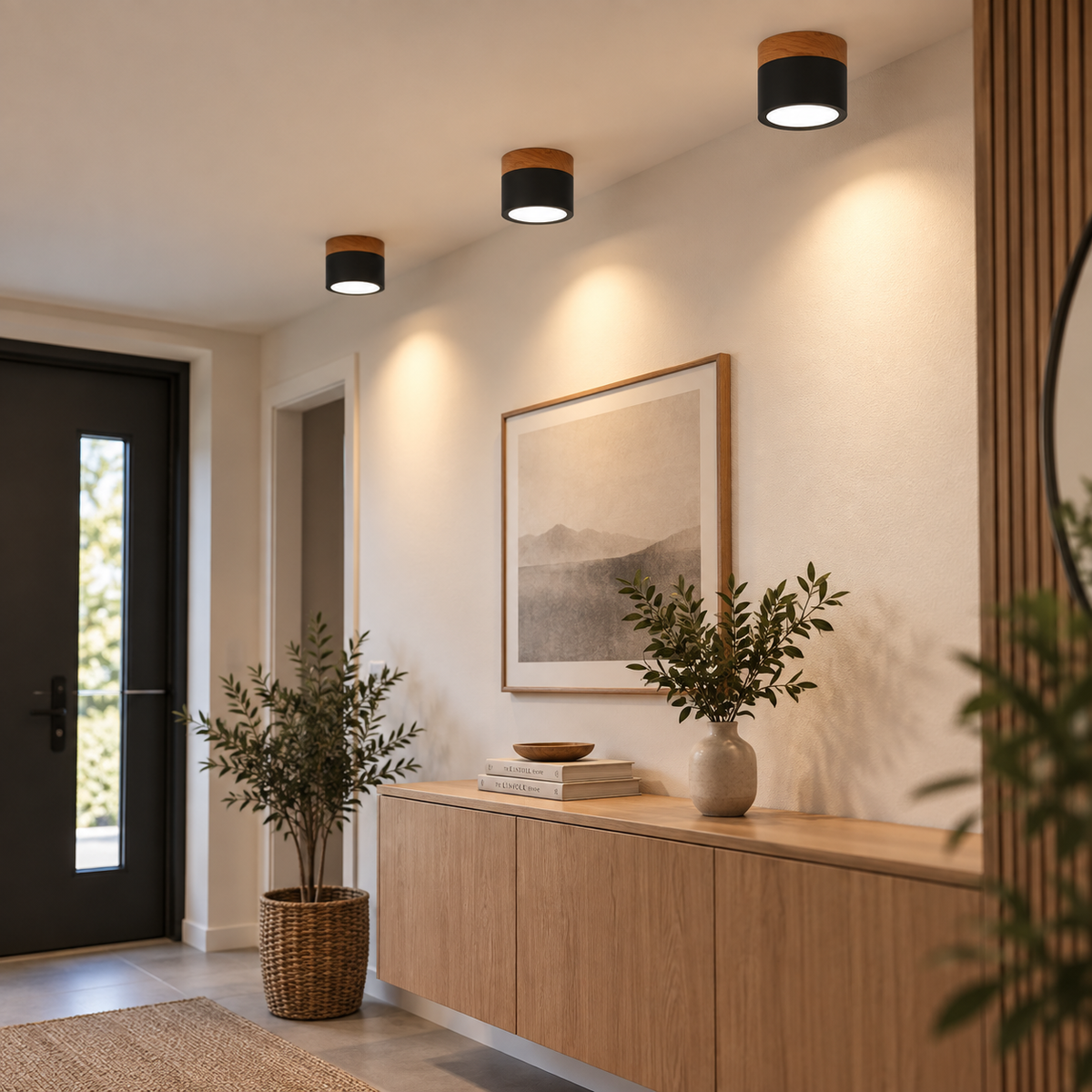 Kompakt LED Loftlampe | Loftbelysning i Metal og Glas | Indendørs Loftarmatur | Vanero