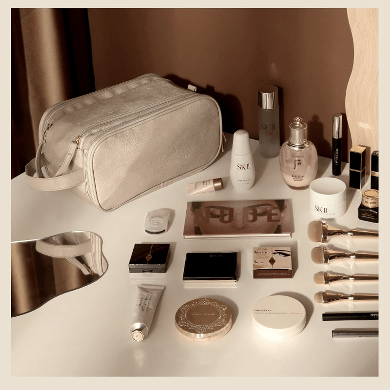 Stor Kosmetik Organizer Taske i Nylon | Justerbare Rum & Lynlåslommer | Makeup Opbevaringstaske Til Hjem & Rejser | Vanero