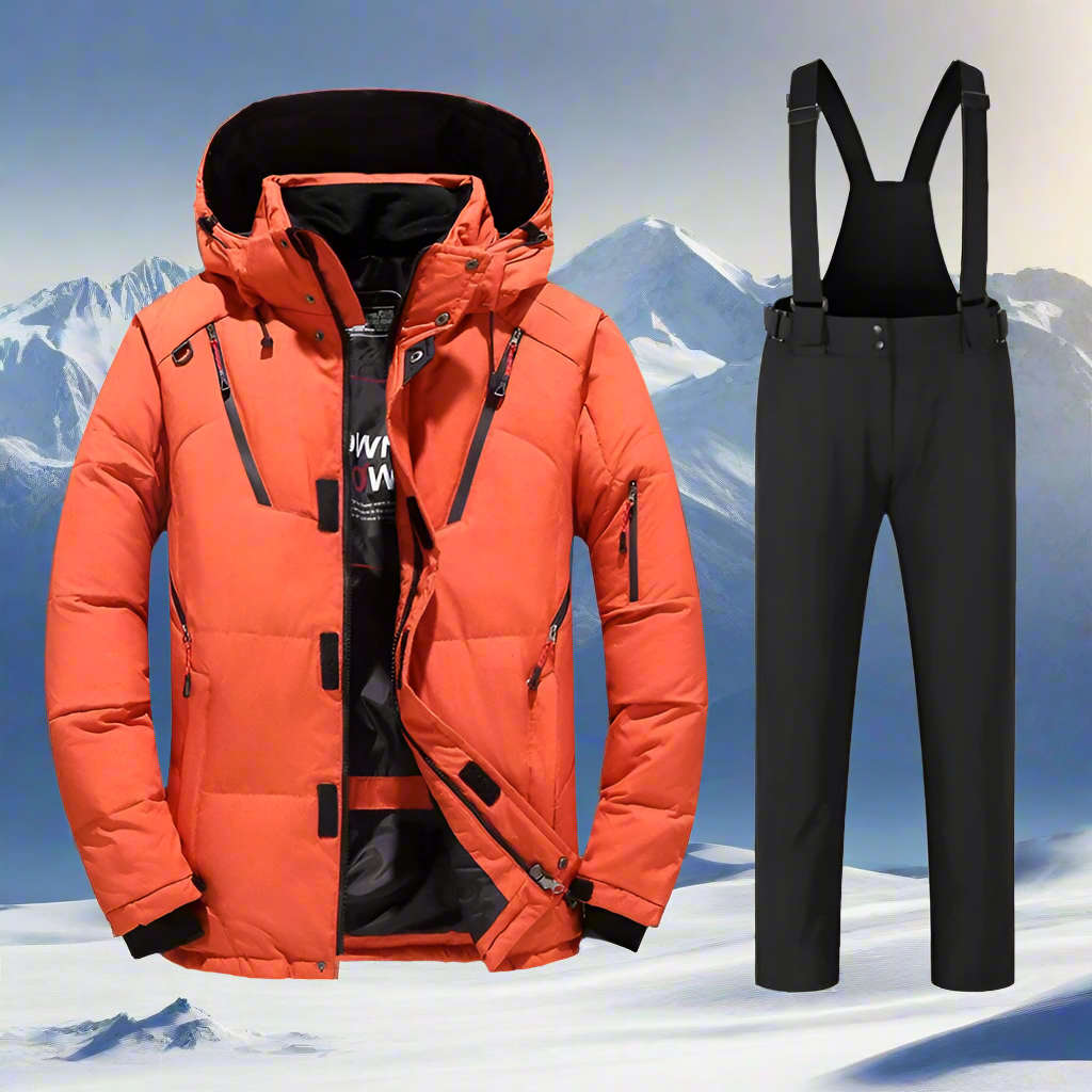 Pedersen Hvide Andedun & Polyester | Regular Fit Termisk Skisæt | Aftagelig Hætte til Vintersport & Udendørsbrug | Vanero