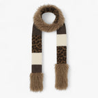 Dame Leopard Strikkesjal | Lysbrun & Cashmere-Look Overflade | Mønstret Sjal Til Hverdagsbrug, Efterår & Vinter | Vanero