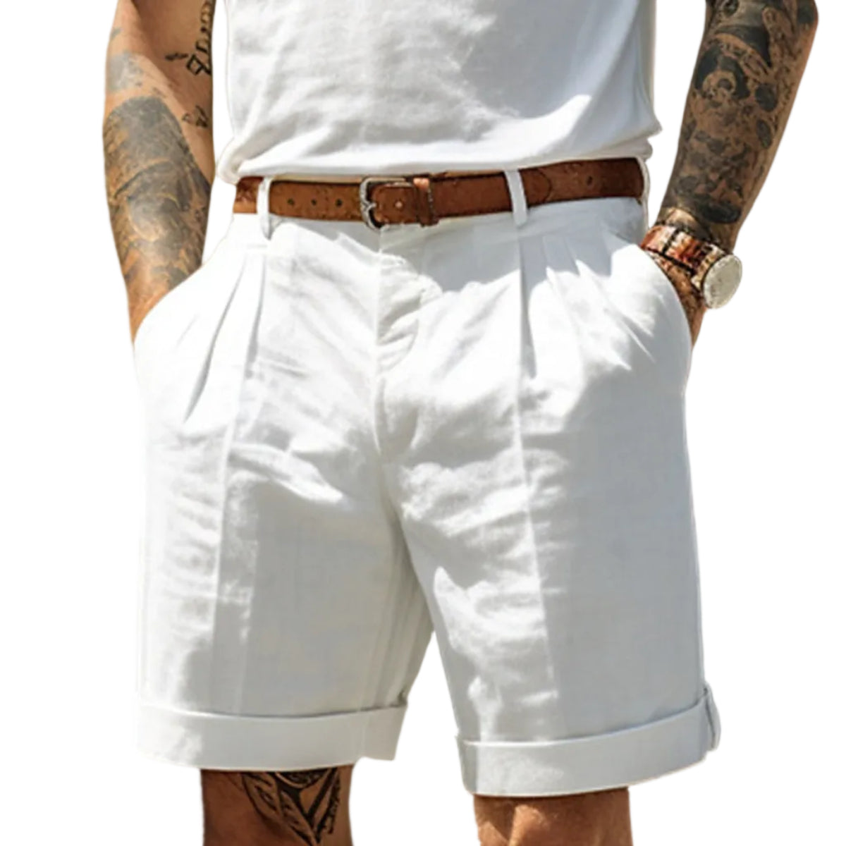Herreshorts I Hør- Og Bomuldsblanding | Regular Fit Sommershorts Til Hverdagsbrug | Vanero