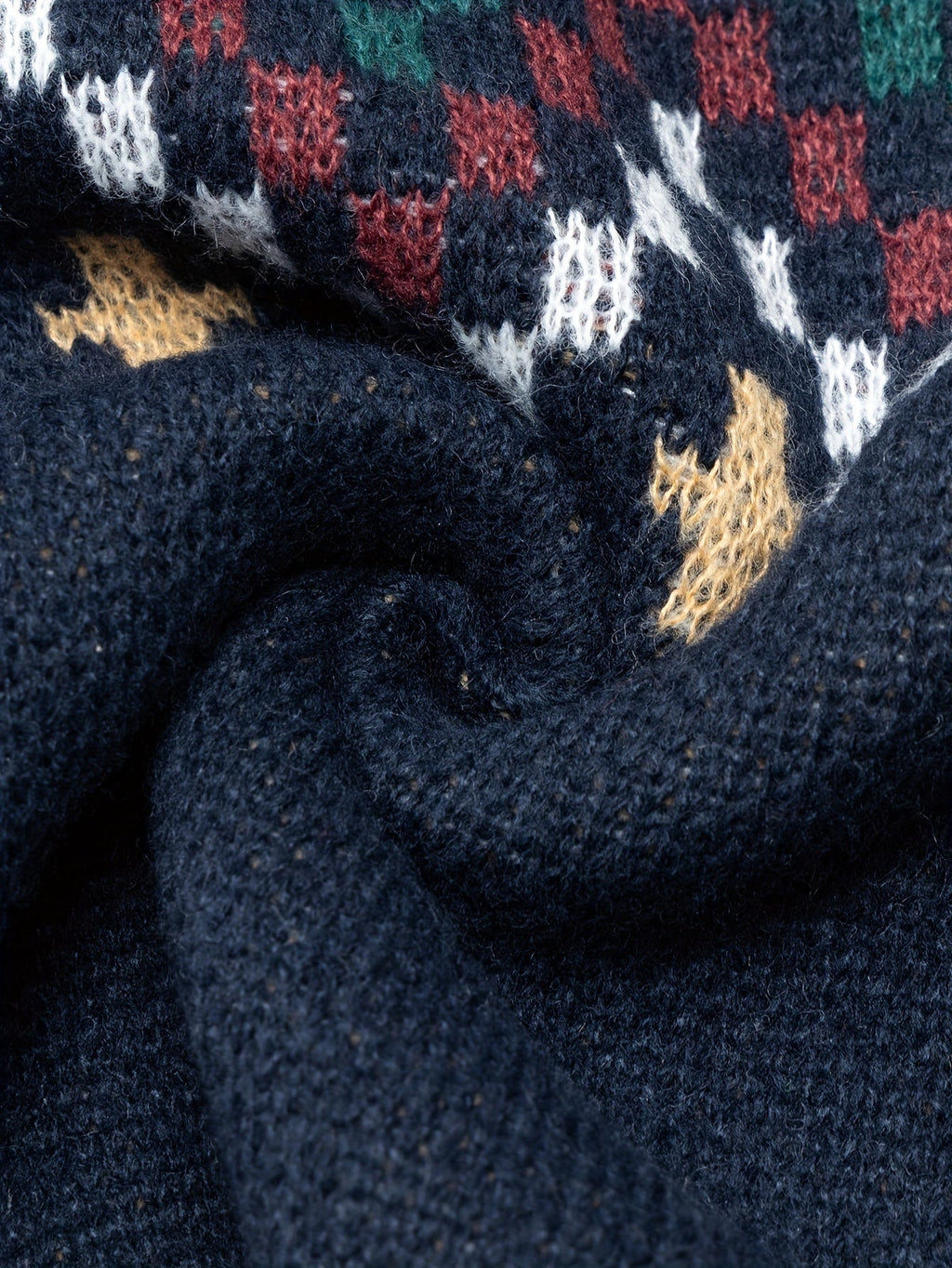 Strikpullover Til Herre | Nordisk Inspireret Jacquard Med Rombe- & Zigzagmønster | Løs Pasform, Rund Hals & Ribbede Manchetter | Vanero