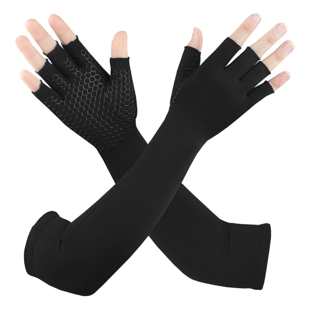 Lange Fingerløse Kompressionshandsker | Justerbart Håndled & Elastisk Design | Hånd-, Håndleds- & Underarmsdækning Til Hverdagsbrug | Vanero