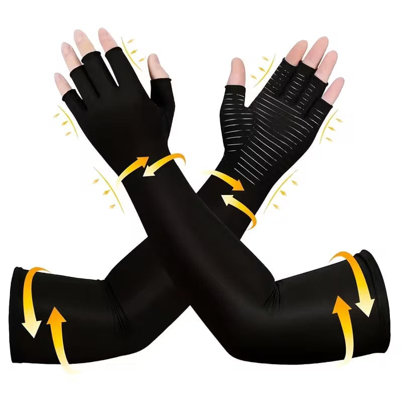 Lange Fingerløse Kompressionshandsker | Justerbart Håndled & Elastisk Design | Hånd-, Håndleds- & Underarmsdækning Til Hverdagsbrug | Vanero