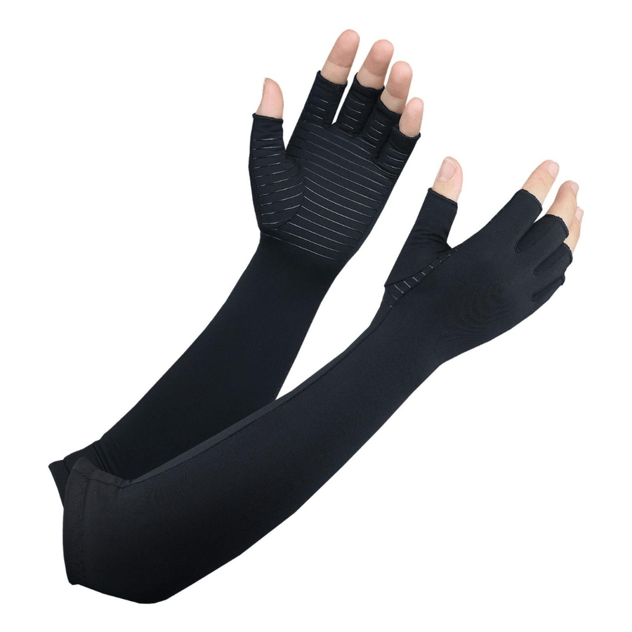 Lange Fingerløse Kompressionshandsker | Justerbart Håndled & Elastisk Design | Hånd-, Håndleds- & Underarmsdækning Til Hverdagsbrug | Vanero