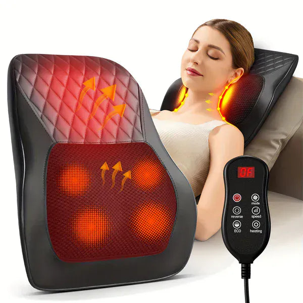 Trådløs Massagepude | Roterende Knetknuder & Flere Intensitetsniveauer | USB-Opladning Med 2000 mAh Batteri | Vanero