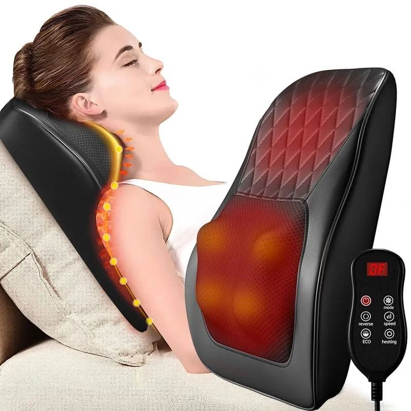 Trådløs Massagepude | Roterende Knetknuder & Flere Intensitetsniveauer | USB-Opladning Med 2000 mAh Batteri | Vanero