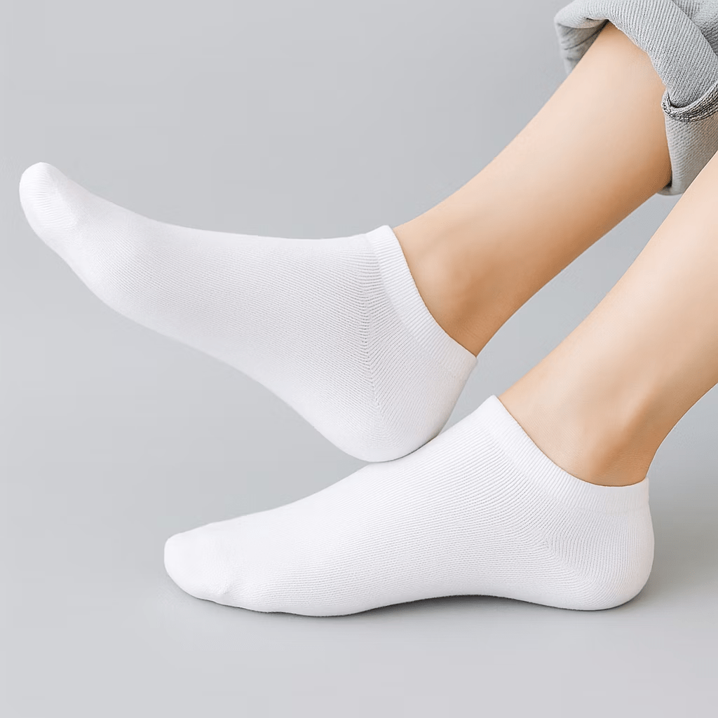 Hvide Ankelstrømper 10-Pak | Bomuldsblanding Med Elastan | Lavskårne Unisex-Strømper I One Size EU 36–42 | Vanero