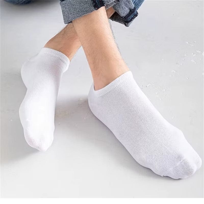 Hvide Ankelstrømper 10-Pak | Bomuldsblanding Med Elastan | Lavskårne Unisex-Strømper I One Size EU 36–42 | Vanero