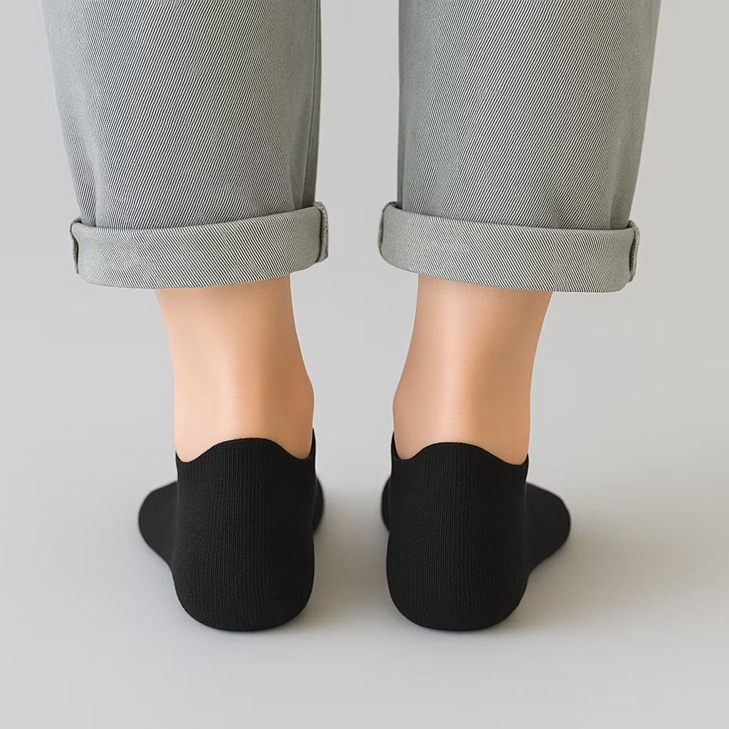 Sorte Ankelstrømper 10-Pak | 80% Bomuld Med Polyester & Elastan | Lavskårne Unisex-Strømper I Størrelse 38–41 | Vanero