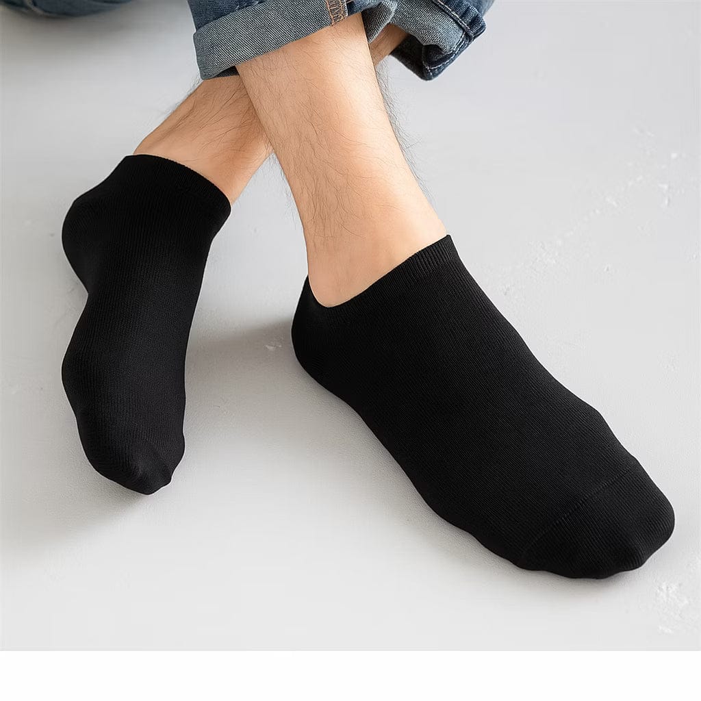 Sorte Ankelstrømper 10-Pak | 80% Bomuld Med Polyester & Elastan | Lavskårne Unisex-Strømper I Størrelse 38–41 | Vanero
