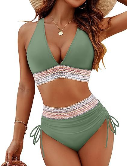 BikiniFlair Nylon Spandex Bikinisæt | Bikini med Frynsedetaljer | Justerbare Stropper til Strand & Pool | Vanero