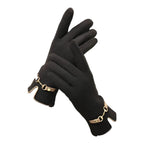 Dame Fleece Touchscreen Handsker | Kædedetalje & Elastisk Pasform | Vinterhandsker Til Kørsel, Cykling & Udendørs Hverdagsbrug | Vanero