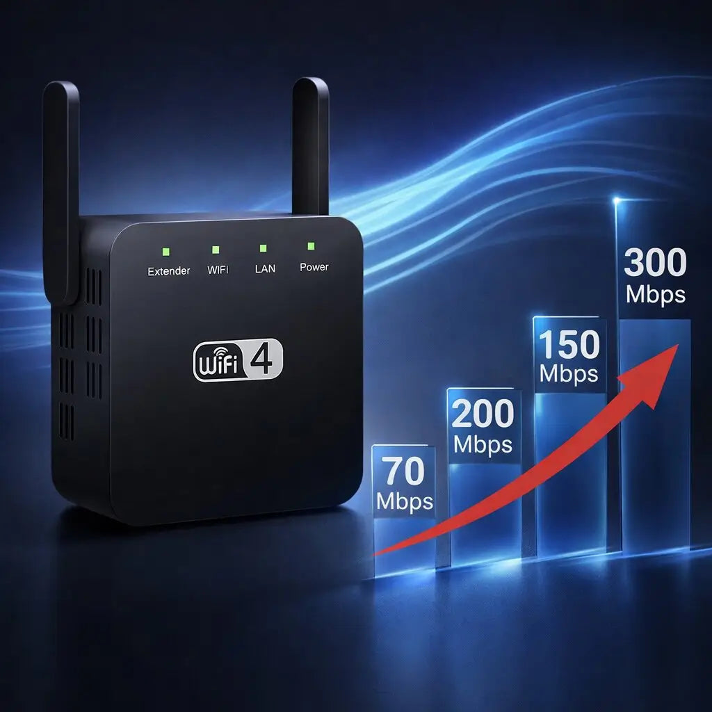 WiFi-Signalforstærker & Repeater | To Antenner & 2,4 GHz Trådløs Forbindelse | Op Til 300 Mbit/s Med Router- & Access Point-Tilstand | Vanero