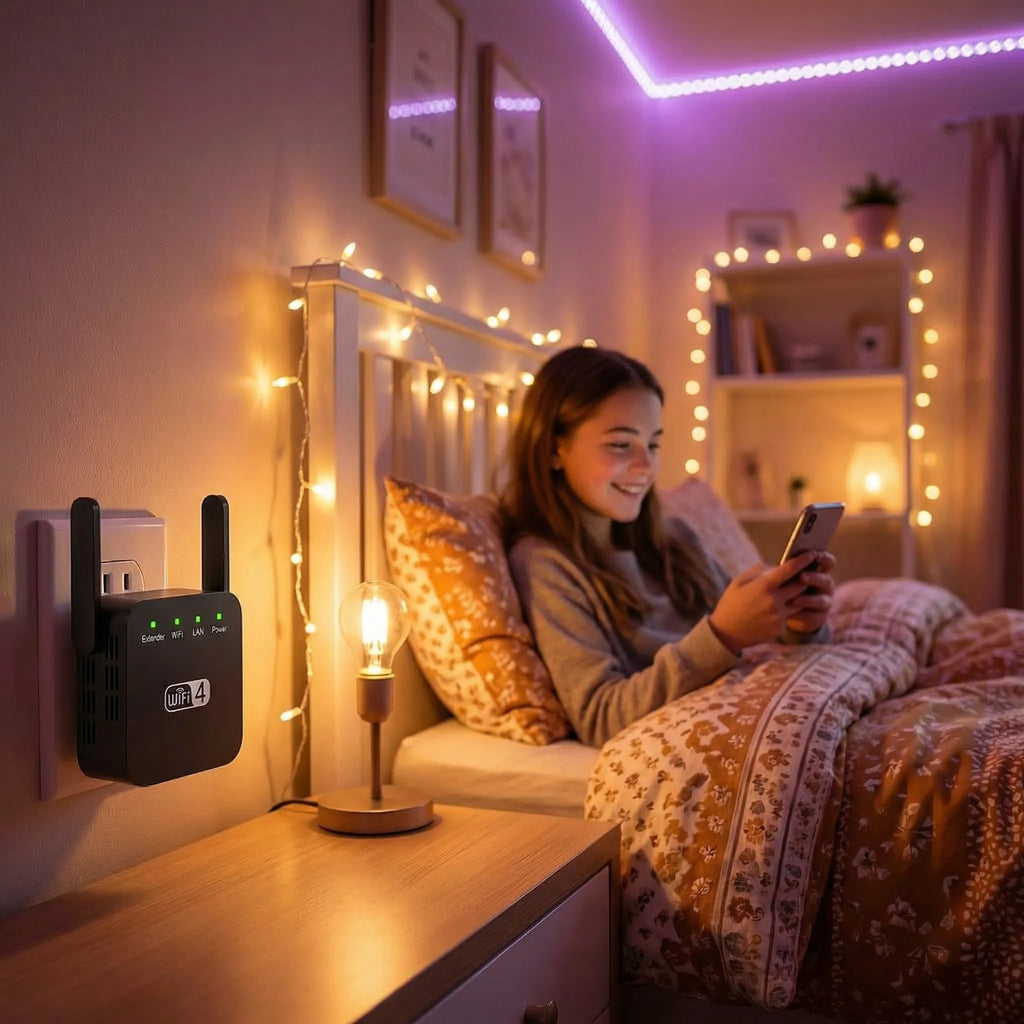 WiFi-Signalforstærker & Repeater | To Antenner & 2,4 GHz Trådløs Forbindelse | Op Til 300 Mbit/s Med Router- & Access Point-Tilstand | Vanero